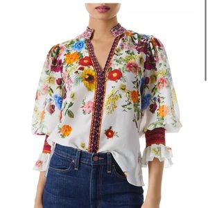 Off White Floral Ilan Button Down Blouse